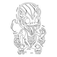 Monster alien outline illustration sketch vector