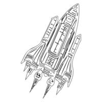 Space shuttle outline illustration sketch vector