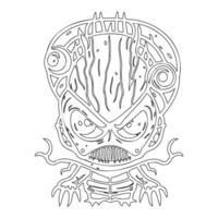 Monster alien outline illustration sketch vector