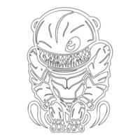 Monster alien outline illustration sketch vector