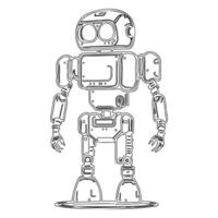 Robot outline illustration sketch vector