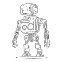 Robot outline illustration sketch vector