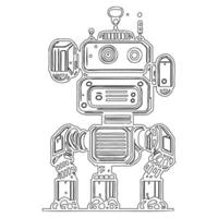 Robot outline illustration sketch vector