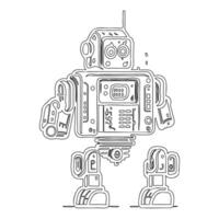 Robot outline illustration sketch vector