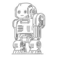 Robot outline illustration sketch vector