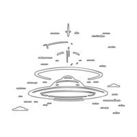 Ufo outline illustration sketch vector