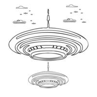 Ufo outline illustration sketch vector