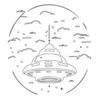 Ufo outline illustration sketch vector