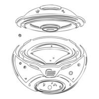 Ufo outline illustration sketch vector