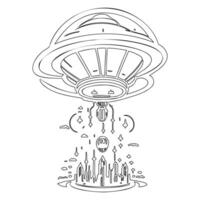 Ufo outline illustration sketch vector