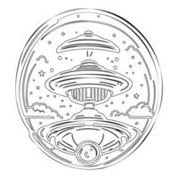 Ufo outline illustration sketch vector
