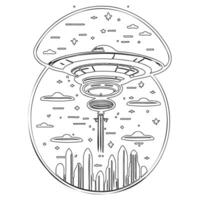 Ufo outline illustration sketch vector
