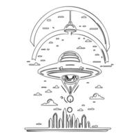 Ufo outline illustration sketch vector