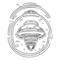 Ufo outline illustration sketch vector