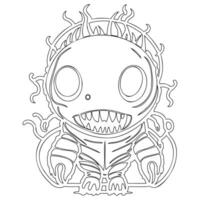 Monster alien outline illustration sketch vector