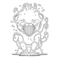 Monster alien outline illustration sketch vector