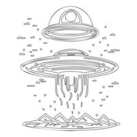 Ufo outline illustration sketch vector