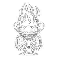 Monster alien outline illustration sketch vector