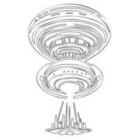Ufo outline illustration sketch vector