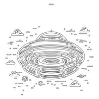 Ufo outline illustration sketch vector