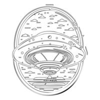 Ufo outline illustration sketch vector