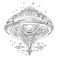 Ufo outline illustration sketch vector
