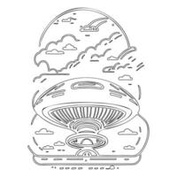 Ufo outline illustration sketch vector