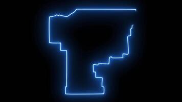 map of Pendleton in Oregon with a blue glowing neon effect video