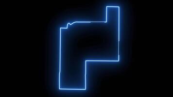 map of Rolla in Missouri with a neon effect that glows blue video