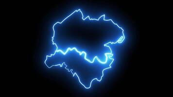 map of Waynesboro in Virginia with a blue glowing neon effect video