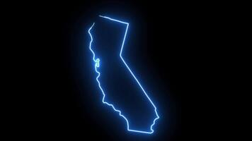 map of the state of cali in the united states with a blue glowing neon effect video