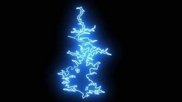 map of broken bow in Oklahoma with a neon effect that lights up blue video