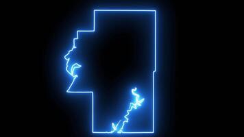 map of Tahlequah in oklahoma with a blue glowing neon effect video