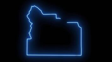 map of Yakima in Washington with a blue glowing neon effect video