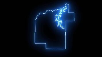 map of McAlester in Oklahoma with a neon effect that glows blue video