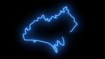 map of Morristown in New Jersey with a blue glowing neon effect video
