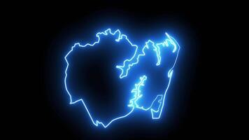 map of Hampton in Virginia with a blue glowing neon effect video