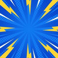 Blue pop art comic sunburst effect background with halftone. Cartoon abstract background. Suitable for templates, sales banners, events, ads, web, and pages vector