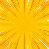 Bright orange pop art comic sunburst effect background with halftone. Cartoon abstract background. Suitable for templates, sales banners, events, ads, web, and pages vector