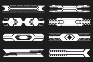 Futuristic Horizontal Bar Designs. Sci-Fi Tech HUD Elements Set vector