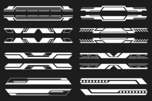 Futuristic Header and Footer Interface Elements. High Tech HUD set vector