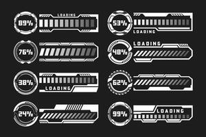 HUD Futuristic Loading Bar Designs and Progress Indicators Set vector