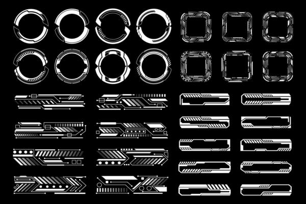 Set of Digital Interface Elements. Futuristic HUD Cyberpunk Ui Design Template