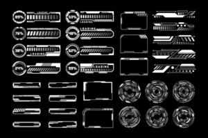 Cyberpunk Interface and Loading Screen Elements. Futuristic HUD Design Set vector