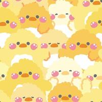 Repeat.Seamless pattern of cute chicken doll in various poses background.Farm animal character cartoon design.Image for card,sticker,paper note,baby vector