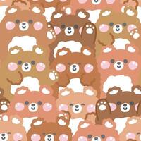 Repeat.Seamless pattern of cute teddy bear in various poses background.Wild animal character cartoon design.Image for card,sticker,paper note,baby product.Kawaii.Illustration. vector