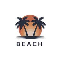 summer beach with palm trees and a beach scene vector