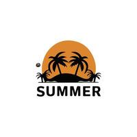 summer beach with palm trees and a beach scene vector