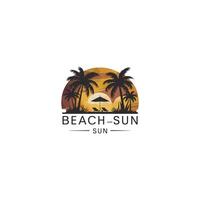 summer beach with palm trees and a beach scene vector