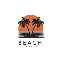 summer beach with palm trees and a beach scene vector